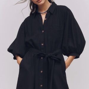 Linen Mini Shirt Dress